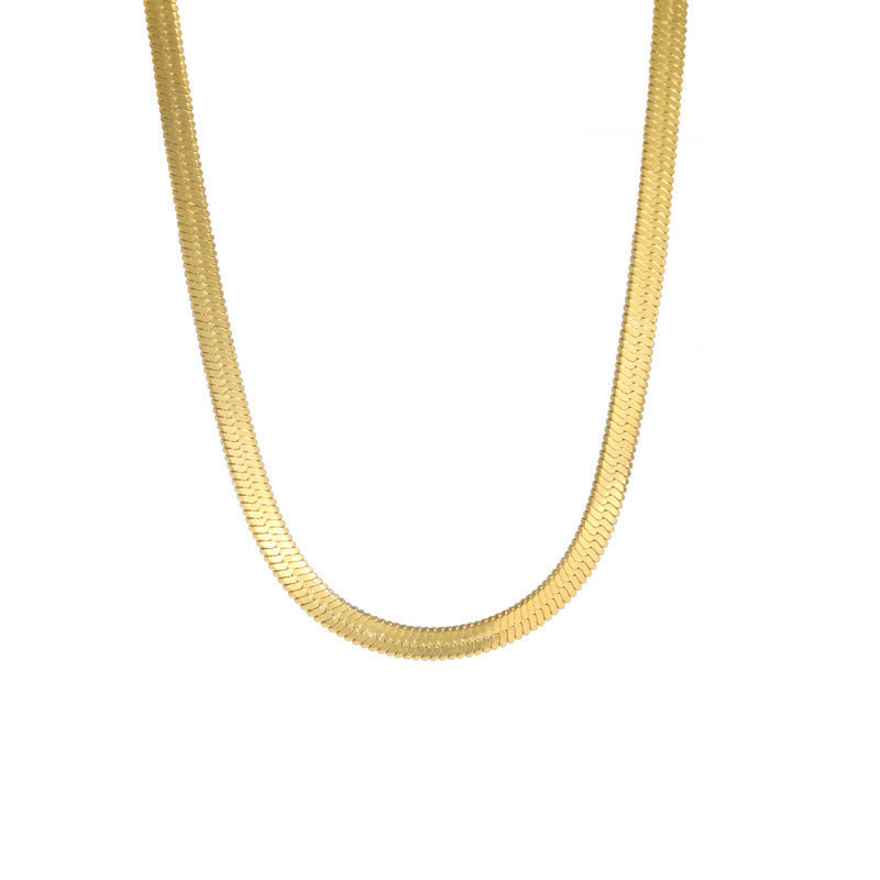 3mm wide snake bone chain (gold) / Length (40cm+5cm)