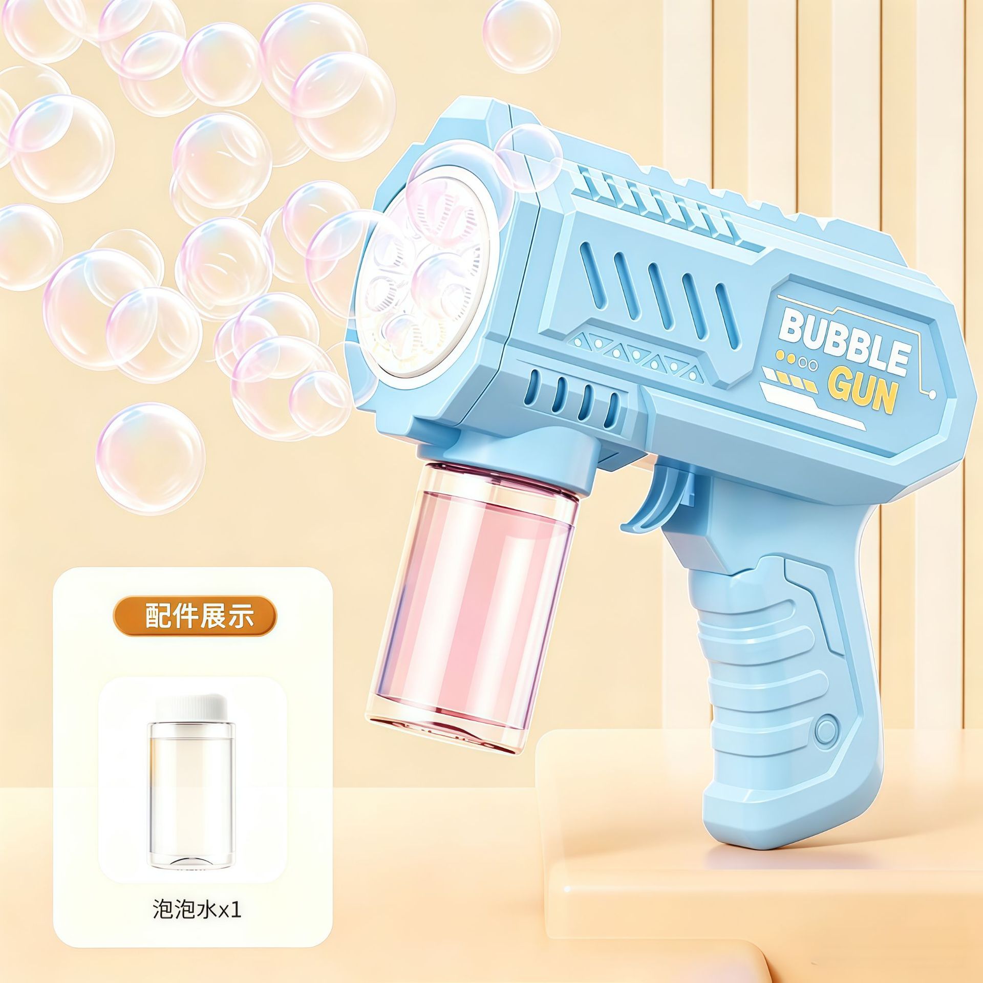 Red unicornio burbuja máquina de luces infantiles de mano pistola de burbujas automática parque estando juguetes de burbujas al por mayor