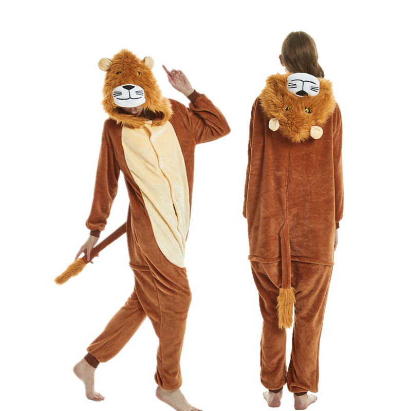 冬のフランネル大人の動物漫画ワンピースパジャマ小さな蜂かわいいカップルスタイル厚みのあるホーム服トイレ|undefined