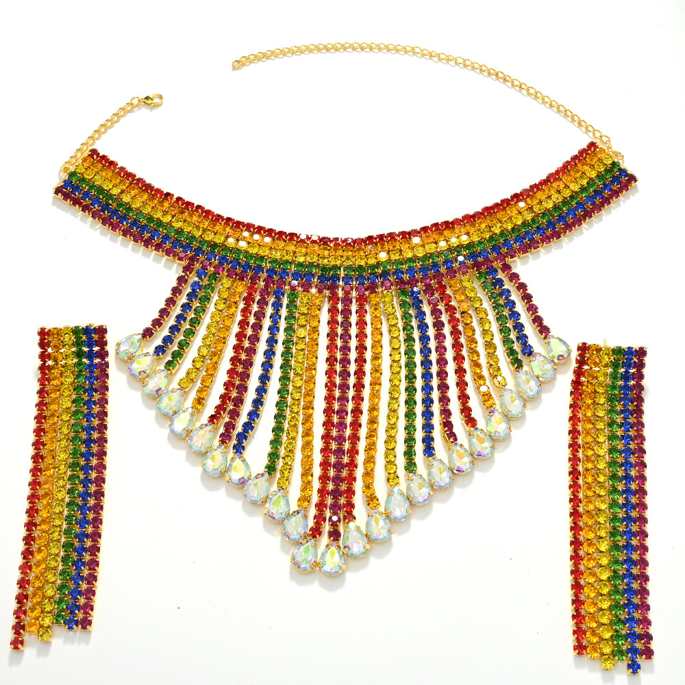 Bohemia Bozz Jewelry Set Exaggerated Clavicle Diamond Personalidad Aretes Accesorios Jewelry Set