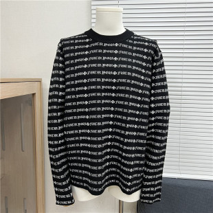 Source Factory High-Quality Ch Classic Presbyopic Cross Full-Print Jacquard Round Neck Men's and Women's Sweaters Cross-Border Export