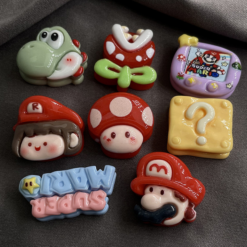 Mario 8 suit Cartoon Resin Accessories DIY Phone Case Cream Gel Handmade Hairpin Small Patch Mario 8 suit Cartoon Resin Accessories DIY Phone Case Cream Gel Handmade Hairpin Small Patch