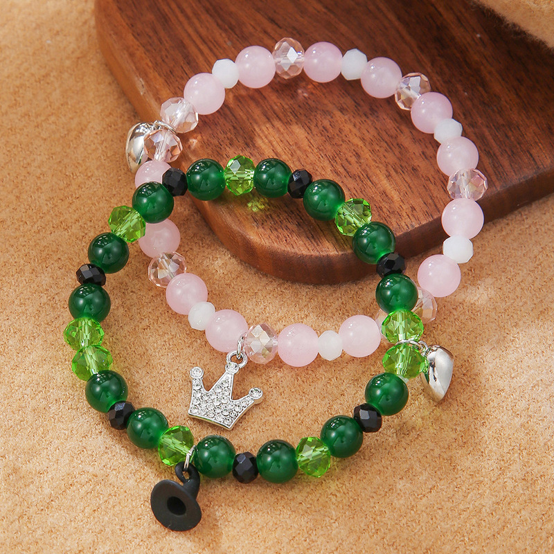Cross-Border New Product Movie Merchandise Bracelet Set Wicked Witch Pink and Green Bracelet Beaded Magnetic Friendship Bracelet for Women Cross-Border New Product Movie Merchandise Bracelet Set Wicked Witch Pink and Green Bracelet Beaded Magnetic Friendship Bracelet for Women