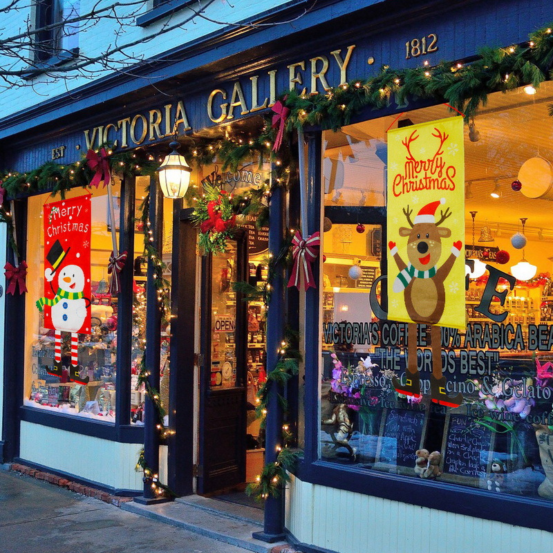 Transfronterizo nuevo pancarta de tela de Navidad cuelga banderas de decoración de fiestas accesorios dibujos animados creativos tela de fondo de impresión