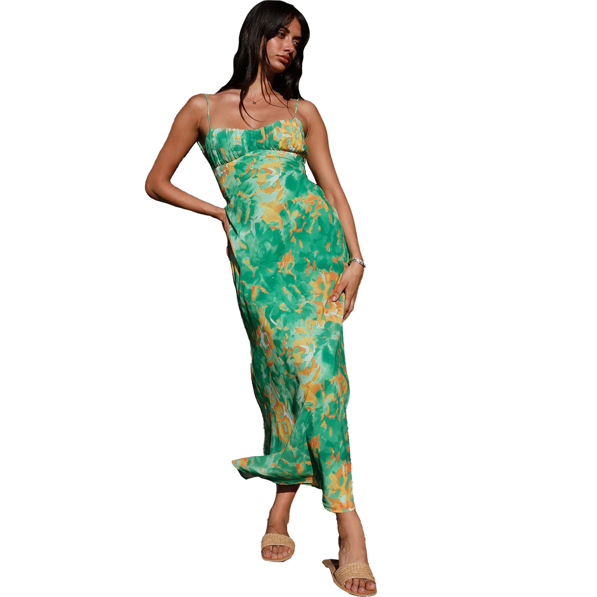 315g Weight Midi Dress Dress Length Type Sleeveless Sleeve Length Strap Dress Dresses Type Spandex, Polyester Fabric Type Mid Waist Waist Line Holiday, Daily Occasion Strap Neckline Slim Fit Type Color Block, Painted Flower Pattern Summer Season Women's Gender Printing, Zipper Design Vacation Style Wholesale Women's Vacation Printing Zipper Color Block Painted Flower Holiday Daily Strap Sleeveless Strap Dress 16