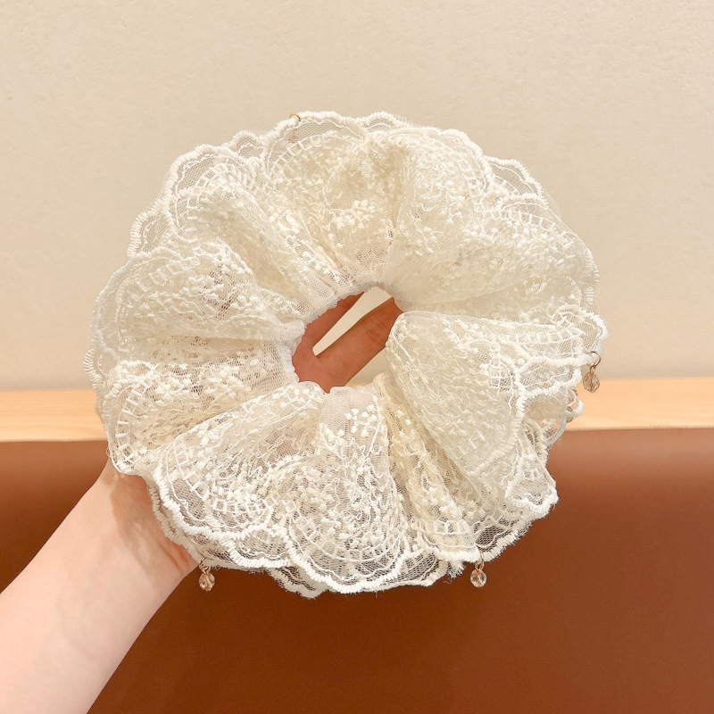 Primavera nueva corbata de pelo de intestino grueso para niños accesorios para el cabello de encaje dulce niña cabeza de bebé flor cuerda para la cabeza tocado de cuerda para el cabello japonés