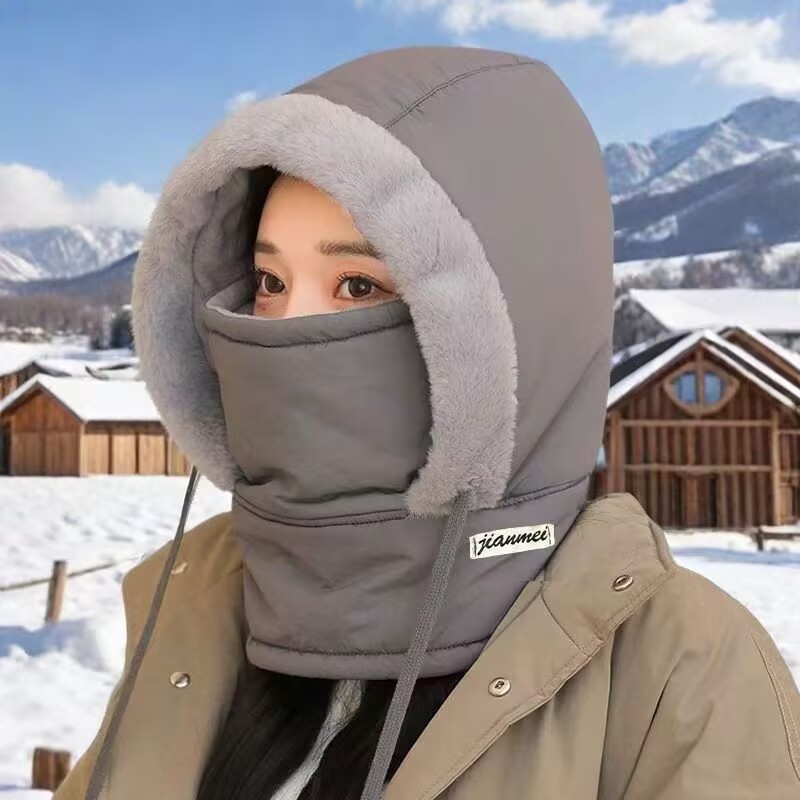 冬季男女保暖雷锋帽加绒加厚防寒面罩围脖一体户外防风骑行包头帽