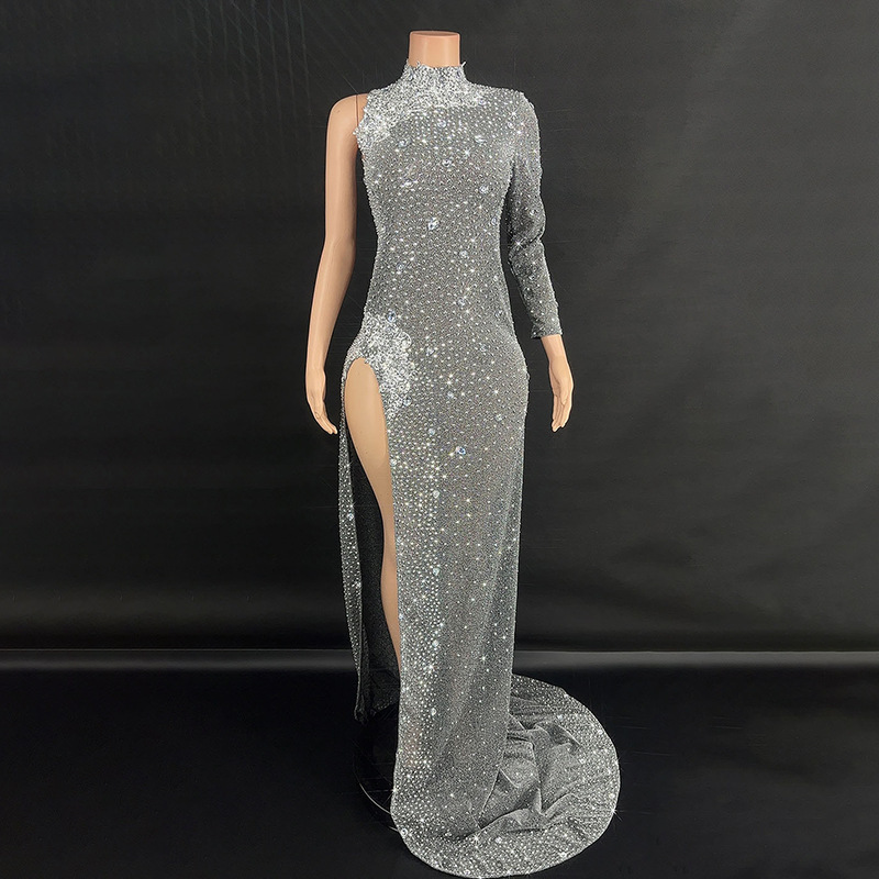 2024 New Shiny Light Luxury Dress Cocktail Party Party Sexy Left Leg Slit Backless Formal Dress