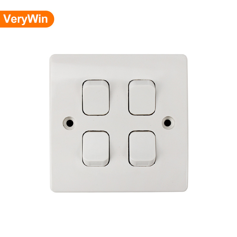 批发86型面板白色墙壁开关插座4位单/双极插座 开关插座面板