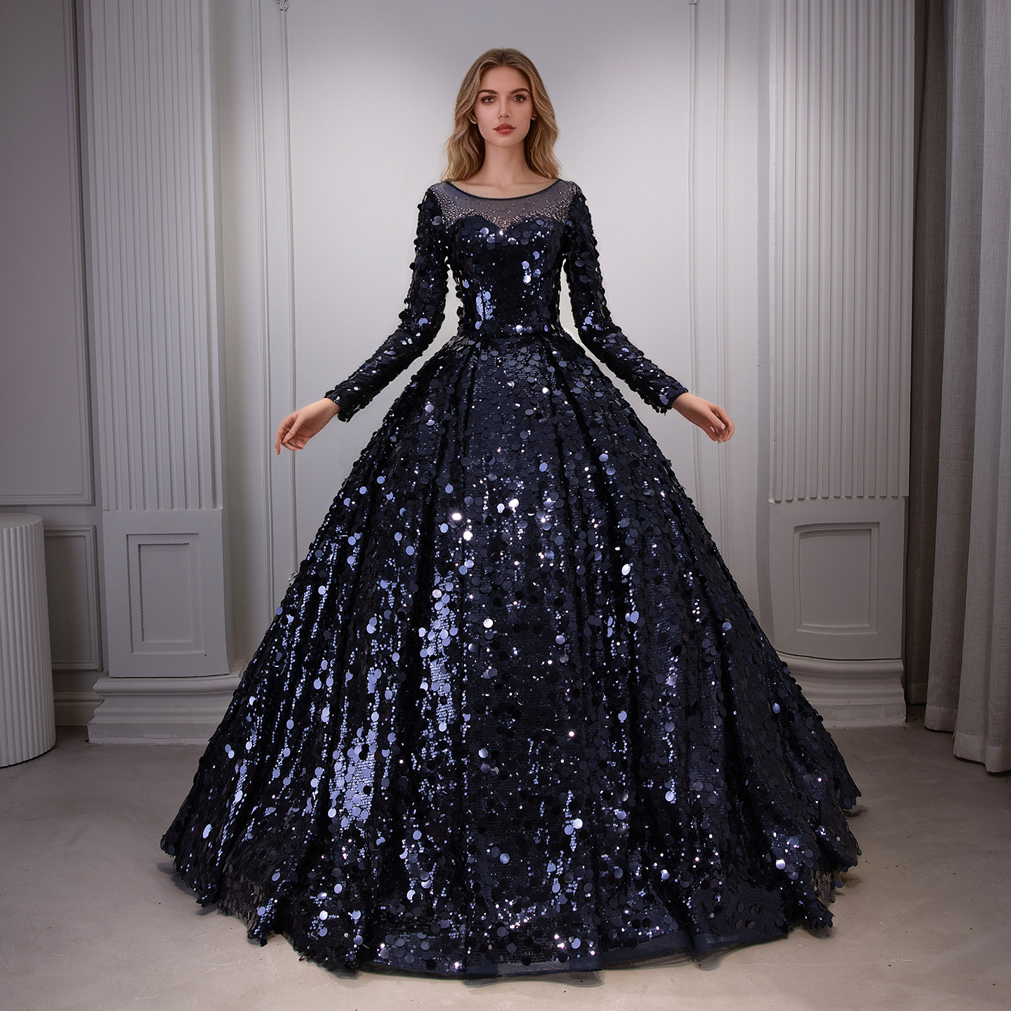 Cross-Border Export Wedding Dress, Palace Fantasy Sequin Evening Dress, European and American Aliexpress Performance Ball Tutu Skirt for Adults