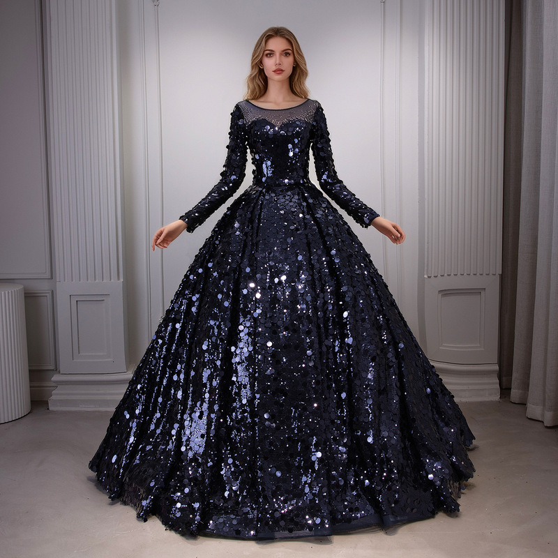 Cross-Border Export Wedding Dress, Palace Fantasy Sequin Evening Dress, European and American Aliexpress Performance Ball Tutu Skirt for Adults