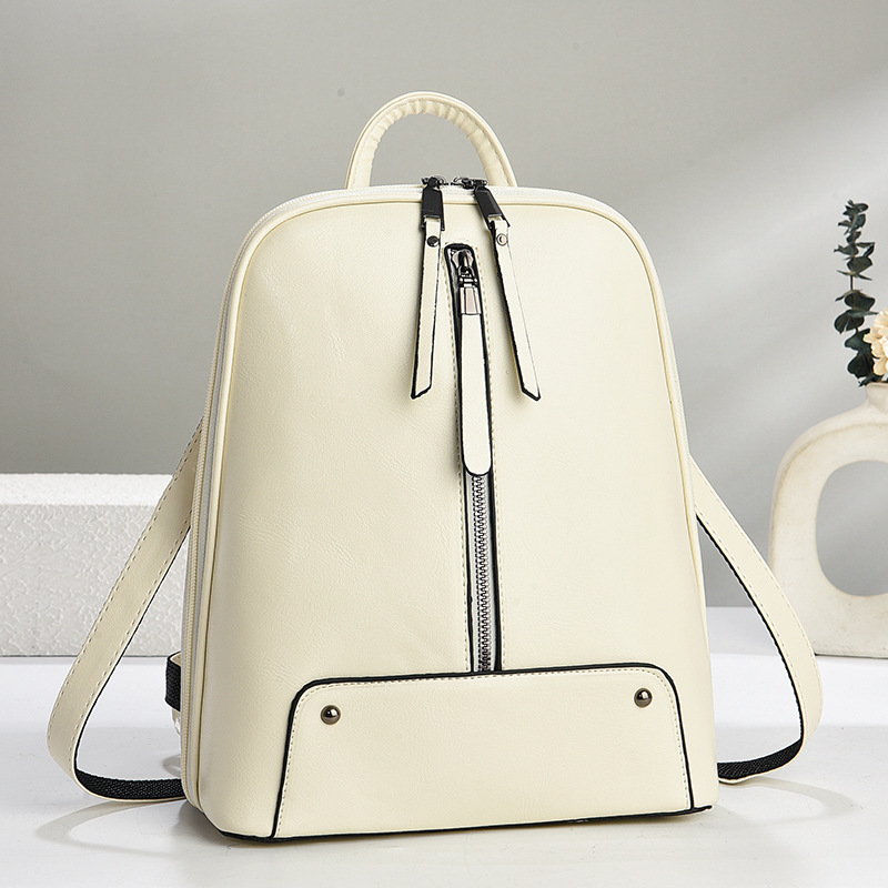 Mochila para mujeres 2025 nueva moda retro mochila de cuero de aceite de gran capacidad, mochila de damas ligera, bolsa de viaje universal