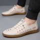 2025 Summer Casual Sandals Men's Leather Shoes Loafers Breathable Hollow-out Leather Shoes Sandals Soft Sole Slip-on Driving Shoes