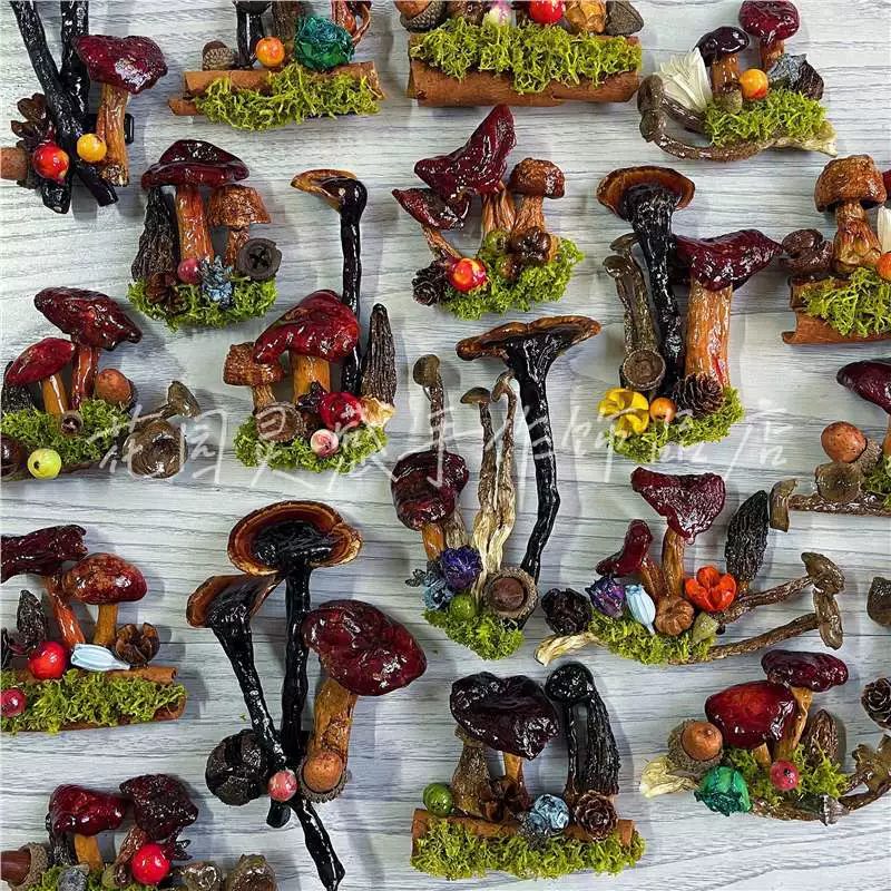 [Вдохновение для сада] Нишевый уникальный и милый комбинированный образец грибов, креативный магнит на холодильник, подарок, сувенир