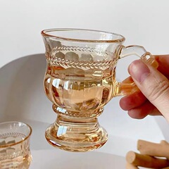 Glass Souvenir Cups, Vintage Amber Highball Glasses with Instagram-Worthy Elegance, Water & Coffee Mugs, and Wine Glasses