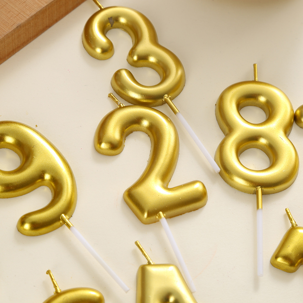 Tuhao oro vela digital de cumpleaños fiesta de aniversario pastel de decoración ins ins vela de cumpleaños creativa al por mayor