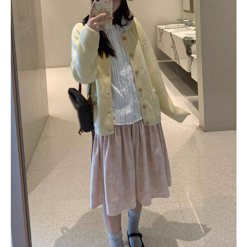佩里月光纽扣设计显瘦百搭中裙两色半身裙A字裙女2025秋季新款潮|undefined