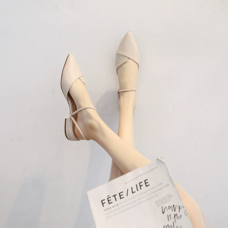 2023 новые сандалии, вечерние нежные туфли на плоской подошве, летняя универсальная Французская женская обувь на низком каблуке