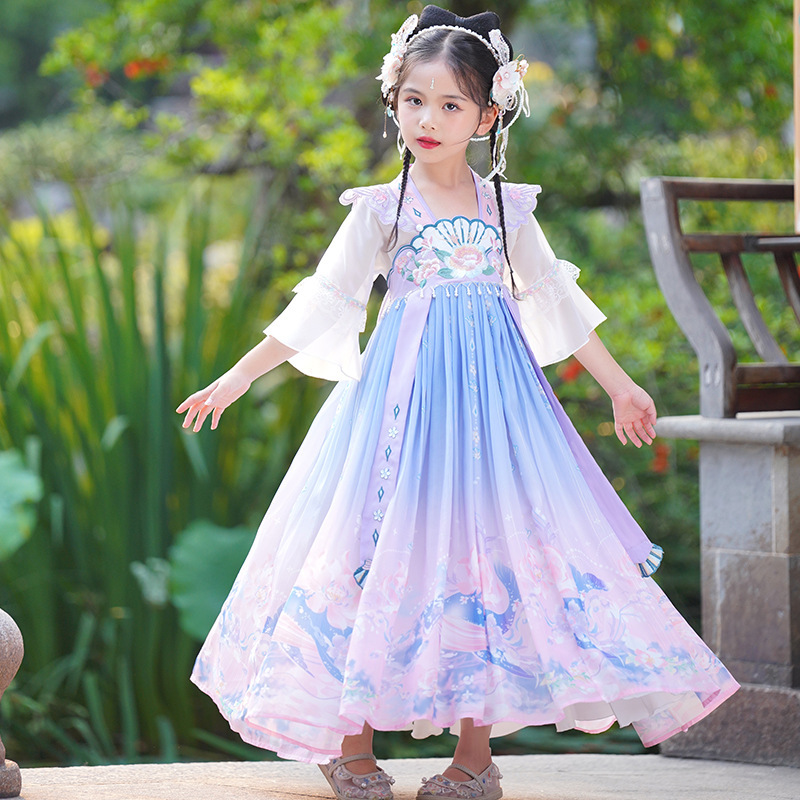 Han Dynasty Girls Winter Performance Clothing Dress Fleece-Lined Tang Palace Night Banquet Princess Dress Kidsren New Year Chinese Style Cheongsam