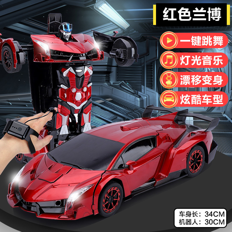 Control remoto de deformación de detección de gestos coche de carreras de cuatro ruedas recargable King Kong robot niño niño coche de juguete súper grande