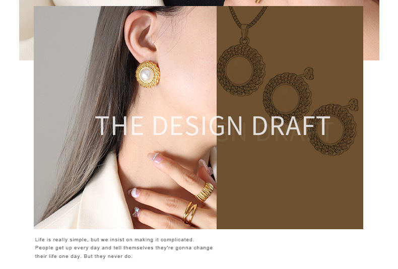 Fashion Flower Titanium Steel Plating Pearl Earrings Necklace