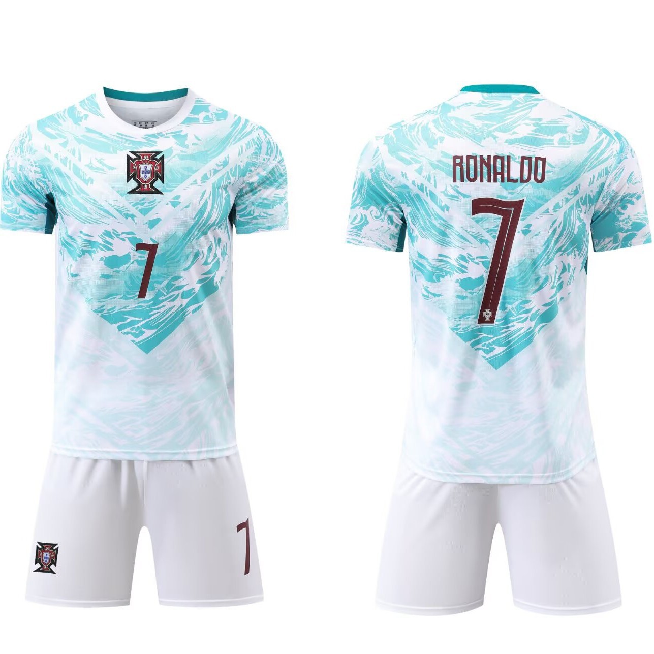 27 Portugal Away Green Number 7 National Team Football Uniform Kidsren's Adult Team Uniform Jersey Size 14-3XL