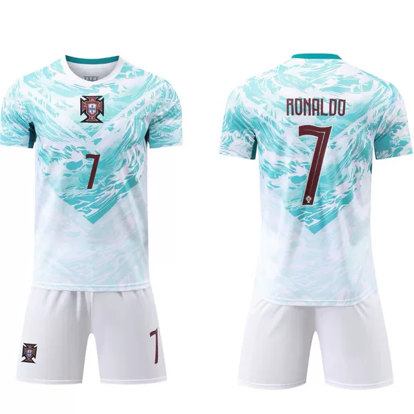 27 Portugal Away Green Number 7 National Team Football Uniform Kidsren's Adult Team Uniform Jersey Size 14-3XL