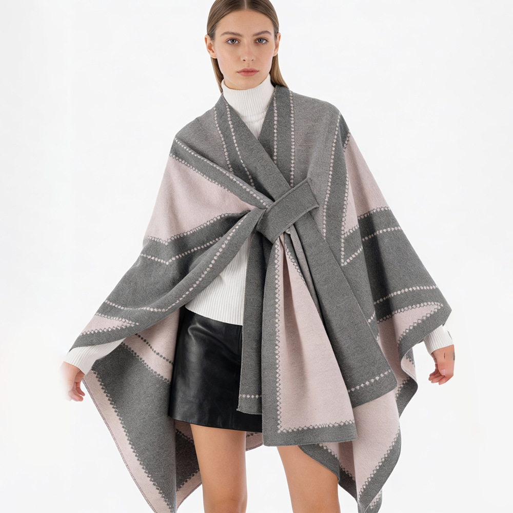 2025 otoño y invierno nuevo estilo coreano simple color combinado doble cara mantel caliente engrosado bufandas de cachemir para mujeres