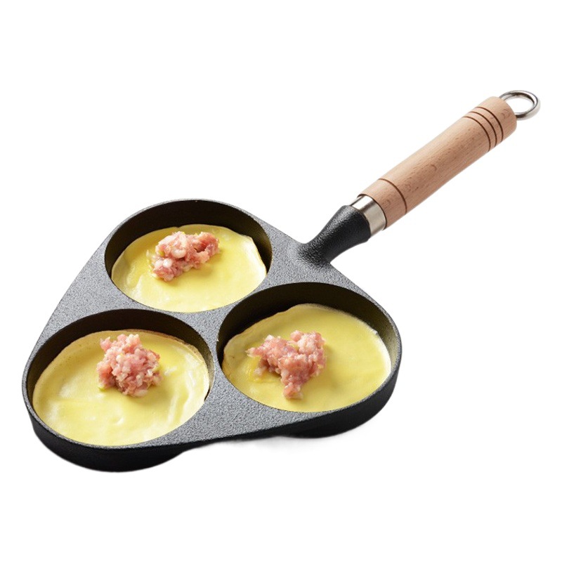 Sartén de hierro fundido huevo profundo molde de hamburguesa hogar huevo dumpling pan plano sartén antiadherente entrega de una pieza