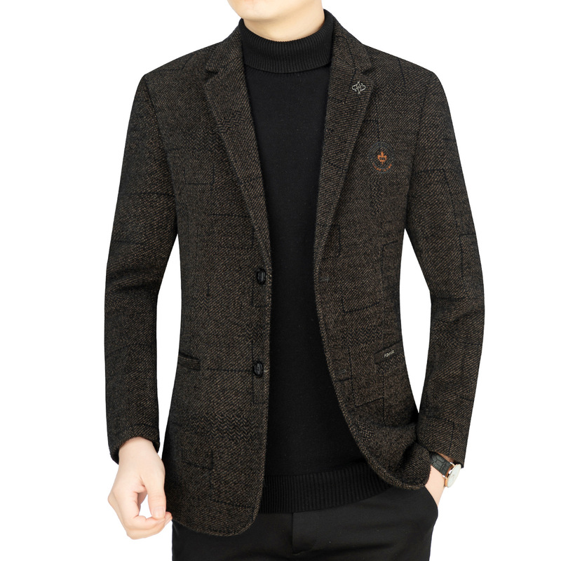 2022 Spring Autumn and Winter Casual Wool Suit Slim-fit Korean Style Business Handsome Wool Jacket Middle-aged Top