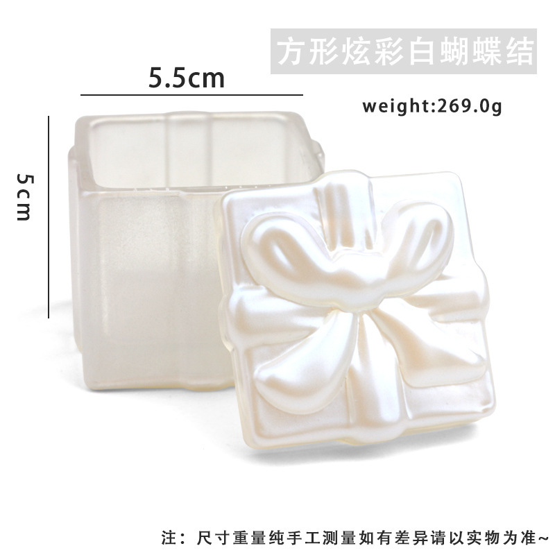 Nuevo estilo transfronterizo de alta calidad nail art bowknot taza de cristal cuadrada taza de lavado de lápices taza de cristal líquido