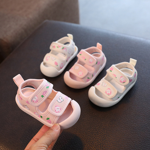 Baby girl sandals summer 0-1-2 years old 3 children princess shoes cartoon Baotou infant shoes soft sole toddler shoes