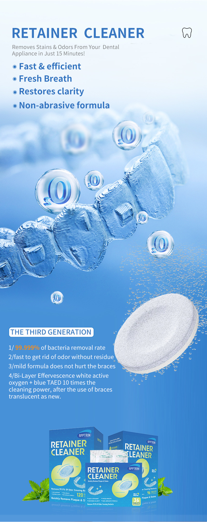 TEMU牙套泡腾片清洁片全英文现货厂家批发Retainer Cleaner-阿里巴巴