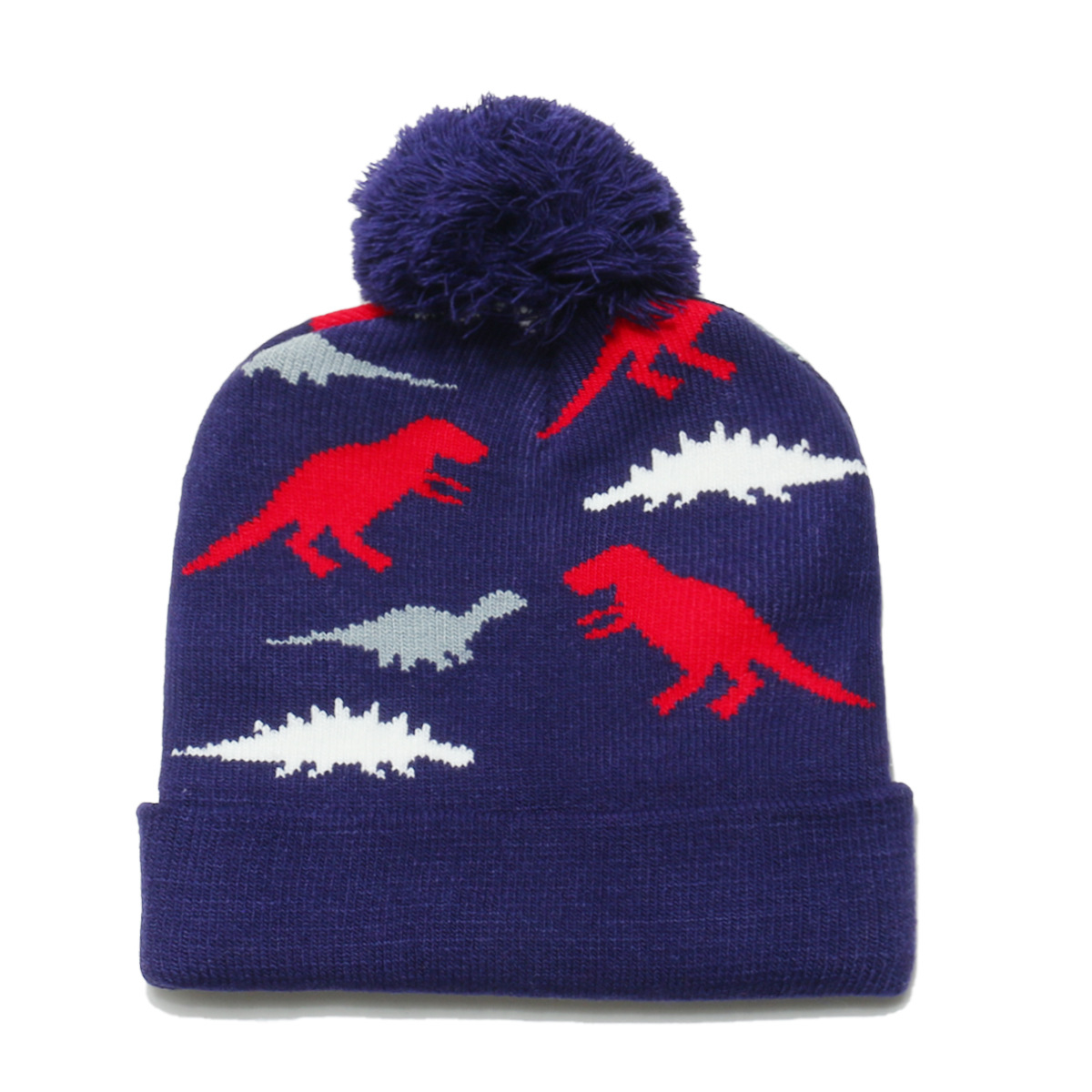 105g Weight Hat Classification Polyacrylonitrile Fiber Fabric Type Wool Cap Hats Type 1 Piece Quantity Outdoor, Daily Occasion Dinosaur Pattern Autumn&Winter Season Children Unisex Gender Pom Poms, Jacquard Design Cartoon Style, Cute Style Children Unisex Cartoon Style Cute Dinosaur Pom Poms Jacquard Wool Cap 4
