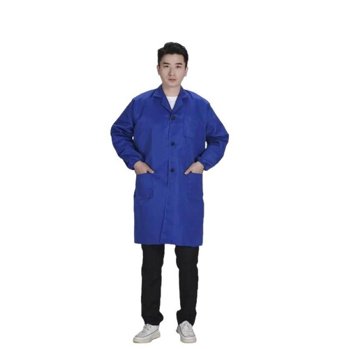 Custom-made blue lab coats, long-sleeve workwear, dust-proof coveralls, porter safety uniforms, and long gowns—customizable with printed logos.