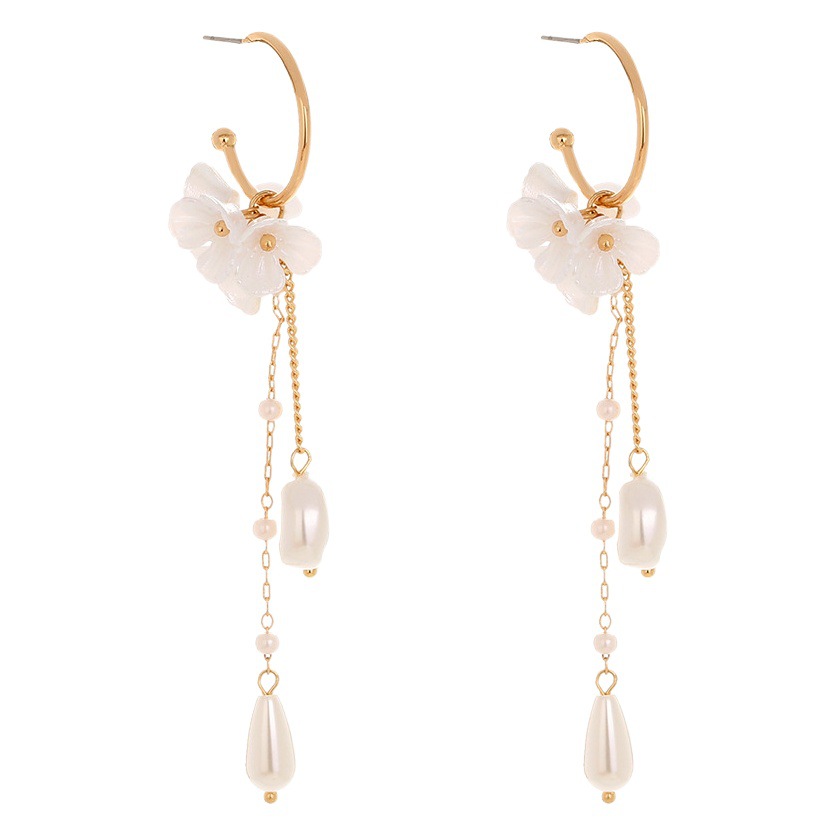Pendientes de mujer con perlas barrocas, forma de borla larga, frescos y artísticos, pendientes de gancho de aleación