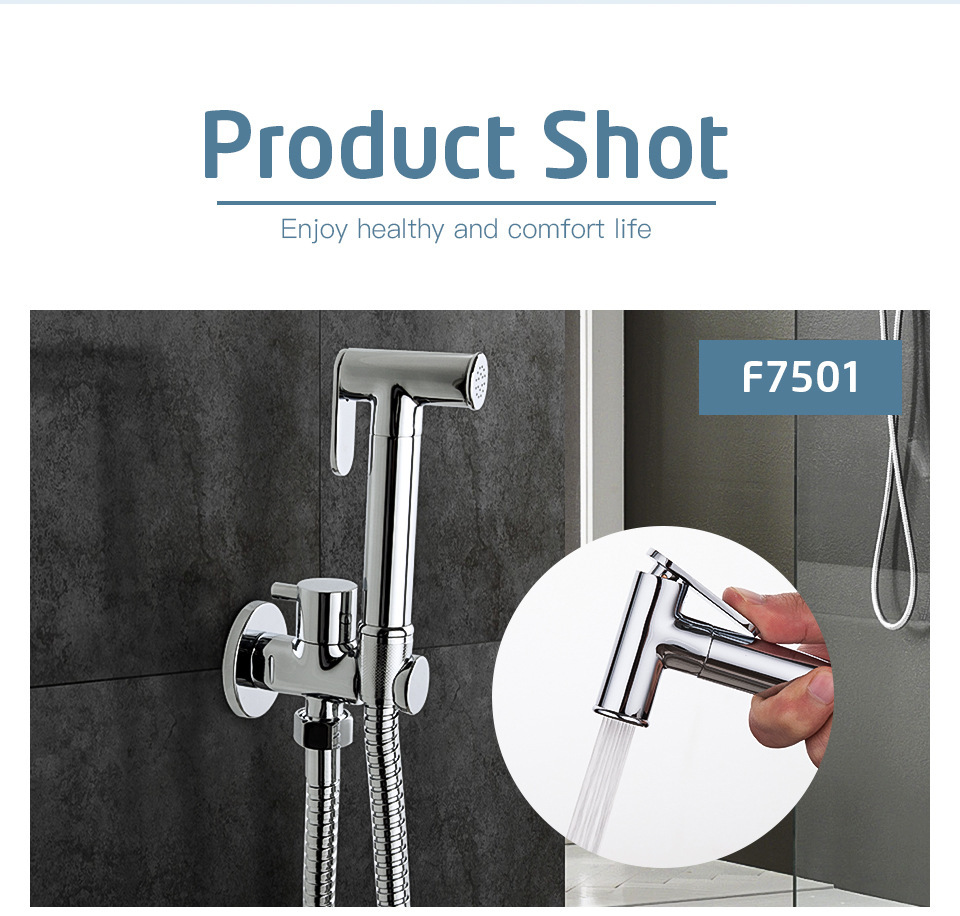 Cross-border toilet spray gun faucet concealed shower head alloy bidet spray gun Toilet companion bathroom mixing valve details Picture