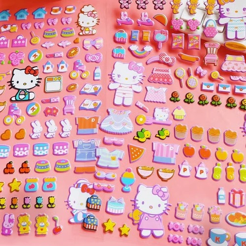 New No-Cut Cutie Pop Puchi Quiet Book DIY Sanrio Mello Ti No Cutting Craft Sticker Book