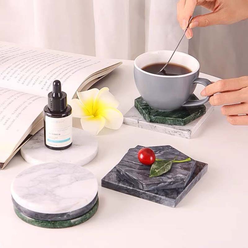 Estilo nórdico creativo de mármol natural Coaster ING café redondo de escritorio de aislamiento bandeja de té posavasos accesorios de tiro