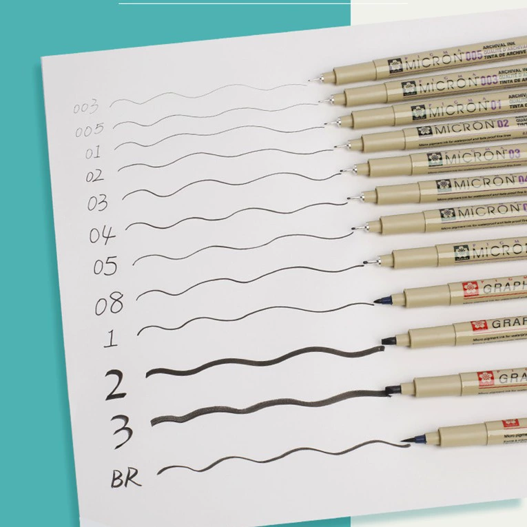 Пишущий маркер Liner Pen (Sakura) стилевые ручки Micron, набор перьевых грифелей 003–08 и 0.1–1 мм, для манги и иллюстраций