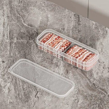 日式收纳盒冰箱专用冷藏冷冻肉分装六格保鲜盒可微波透明塑料盒|undefined