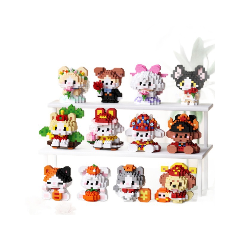 Compatible con Le Cartoon Pet Puppy Gato de alto modelo muñeca pequeña partícula ensamblado bloques de construcción juguetes para niños al por mayor