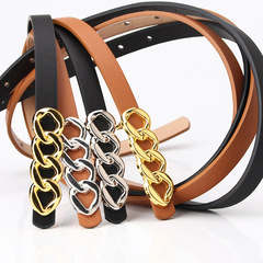 Cool Match Belt Ladies Fashion Versatile Clothes Decorated Jeans Belt Chain Type Plate Buckle Fine Belt For Women Manufacturer