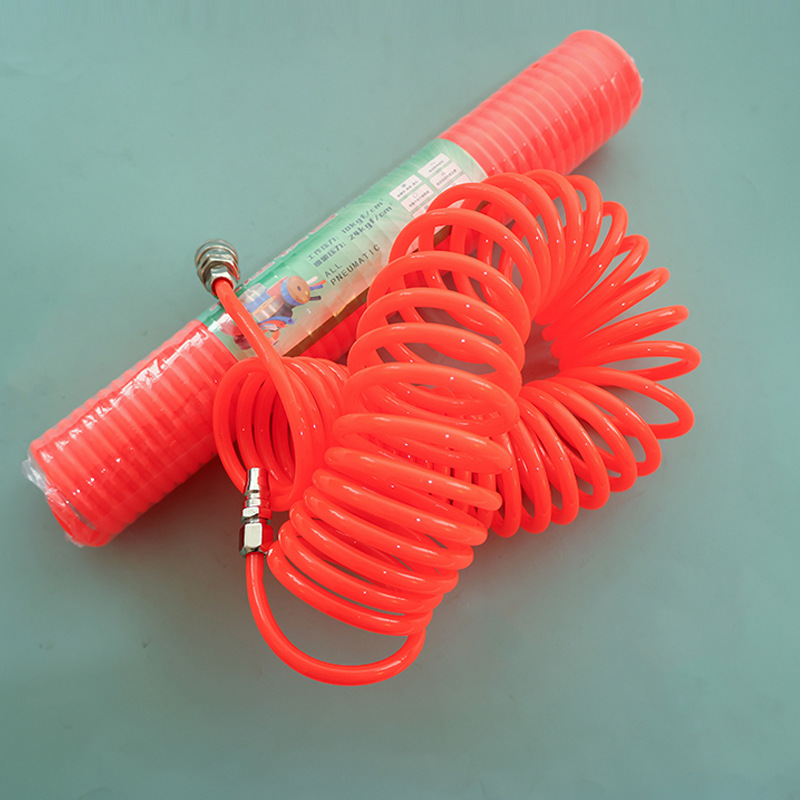 Fabricante ventas de resorte PU tubo de aire compresor de aire tubo de resorte tubo telescópico manguera de tubo de aire espiral con conector