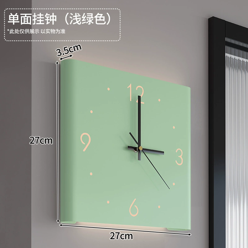 Double-Sided Corner Wall Clock, Creative Crooked Design, Iron, Optional LED Lamp