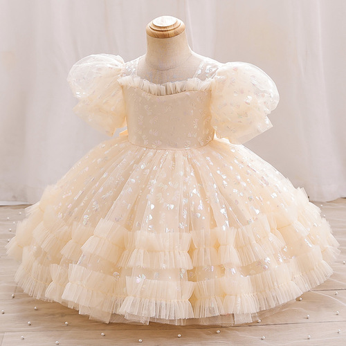 European and American baby girls' first birthday dress, new princess dress for girls, children's birthday party wedding dress, children's ballgown dress