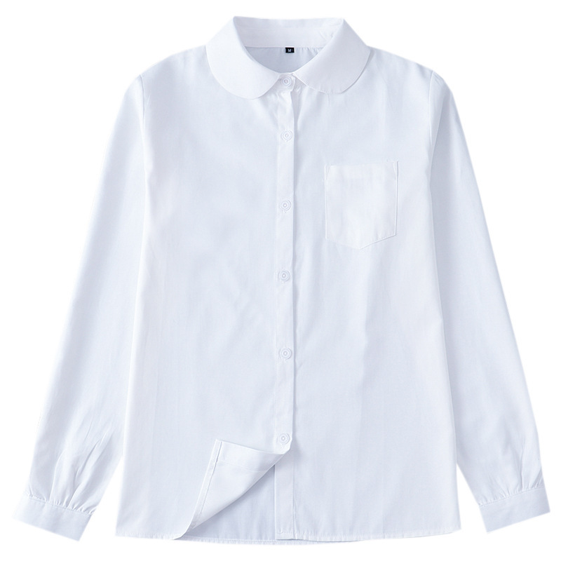 Factory spot wholesale Japanese Orthodox student pill lapel round neck kindergarten jk spring and autumn summer long sleeve shirt opaque
