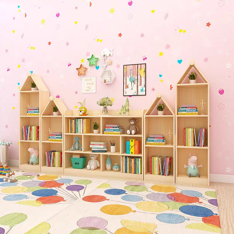 Solid Wood Children's Bookshelf Storage Rack Kindergarten Floor-Standing Multi-Layer Simple Bookcase Home Student Castle Bookshelf