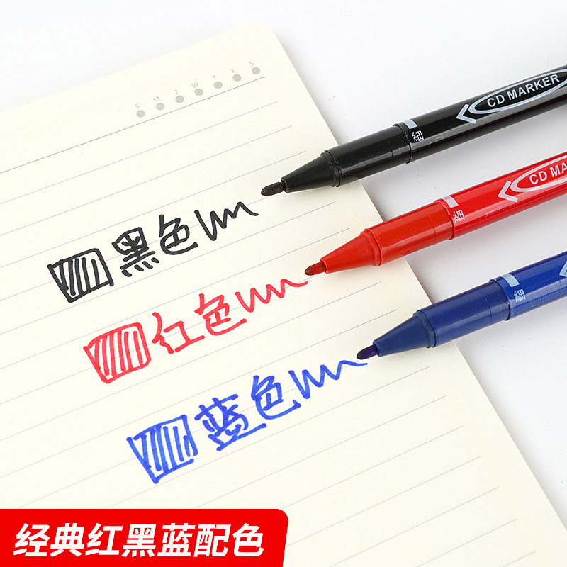 Marcador personalizado doble cabeza pequeña marca logística pincel de trazo pincel de aceite marca CD pincel de secado rápido impermeable