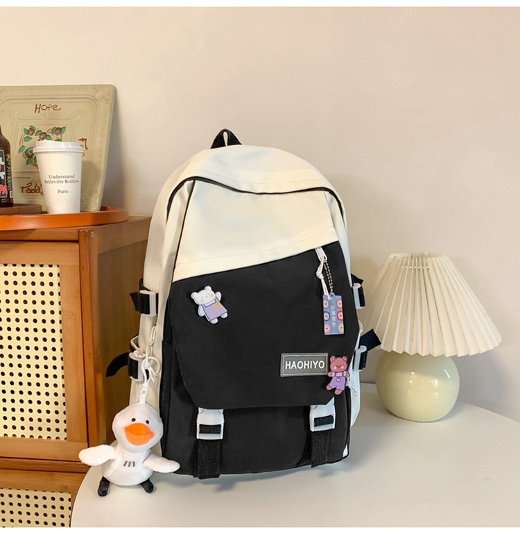 Simple, large-capacity, high-appearance-level college student schoolbag, female high school student computer backpack, niche Haraju-style male backpack undefined